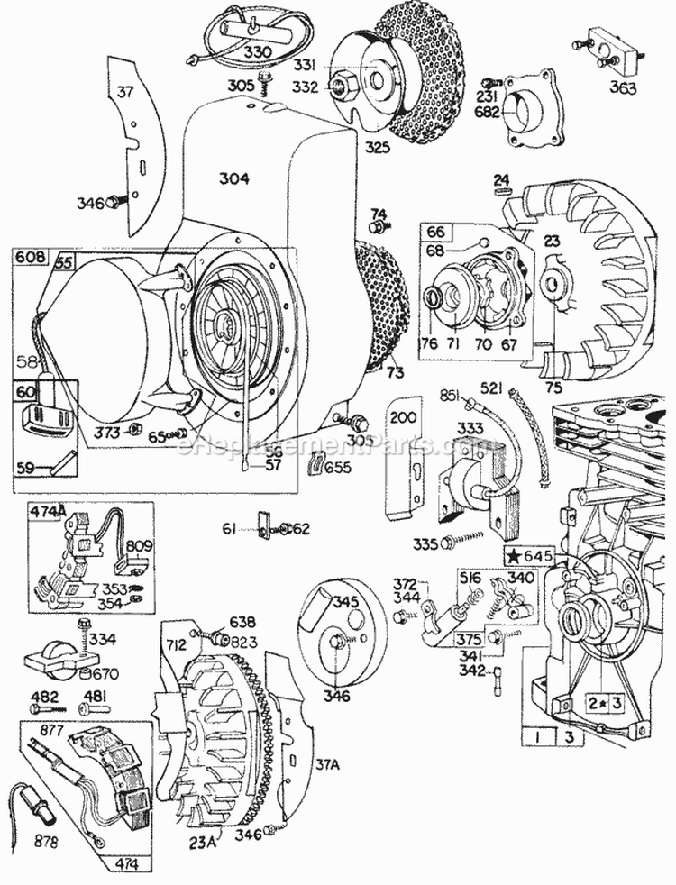Blower HsgFlywheelRewind Diagram and Parts List for 130202-0017-99  Briggs and Stratton Engine